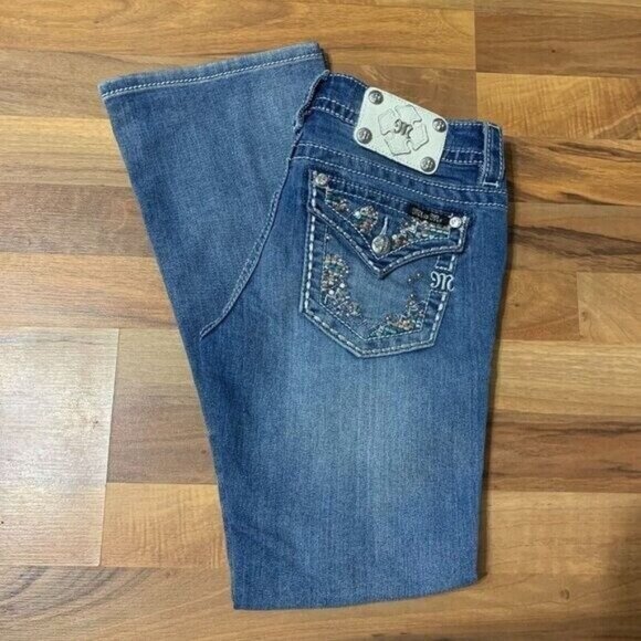 Miss Me Signature Bootcut Jean Low Rise Embroidered Beaded Denim Pant 30" - Picture 15 of 16